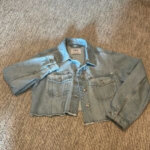 Zara girls distressed crop Jean jacket